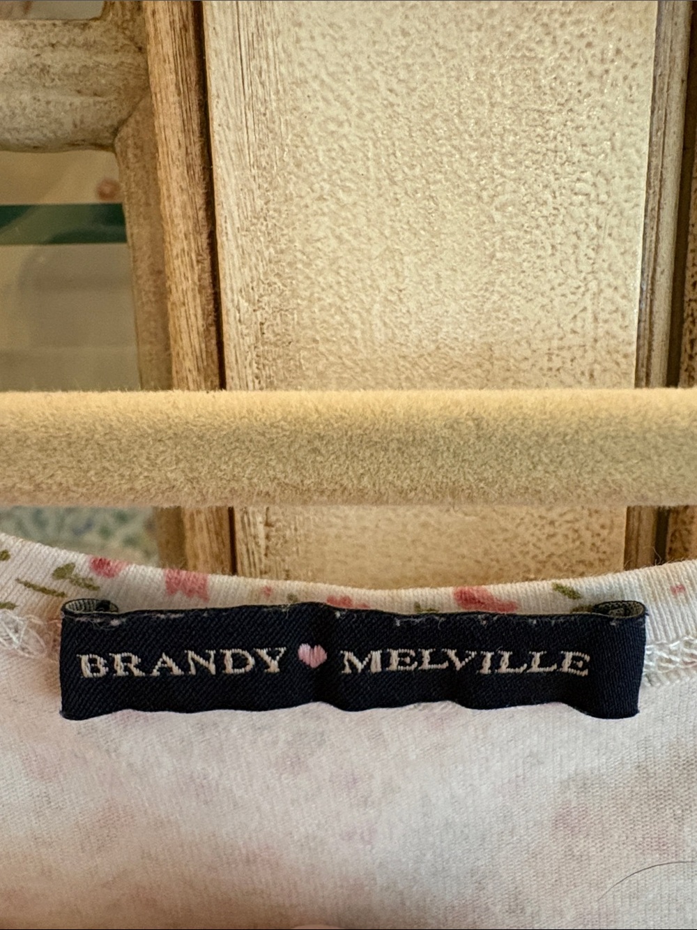 EUC Brandy Melville Floral Deep V Crop Top in Delicate Pink Floral - Picture 2 of 7